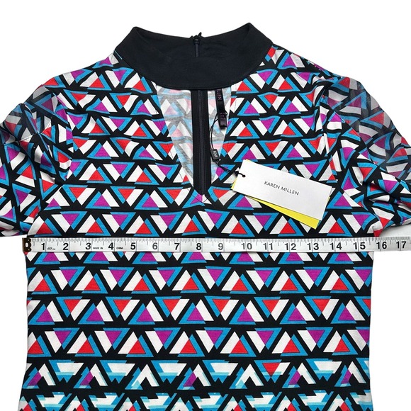 Karen Millen | Women | Geometric Stretch Long Sleeve Choker Blouse | Size 6 US - Picture 5 of 16